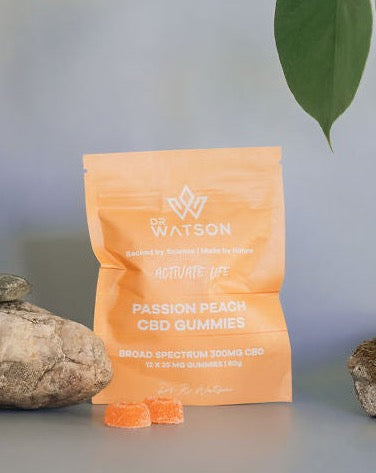 Dr Watson CBD Gummies 300mg Passionfruit & Peach Flavour 