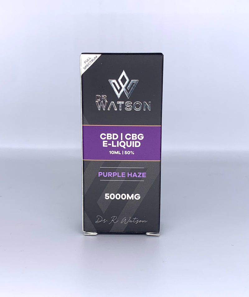 Dr Watson CBD Vape 5000mg Purple Haze liquid with terpenes & CBG